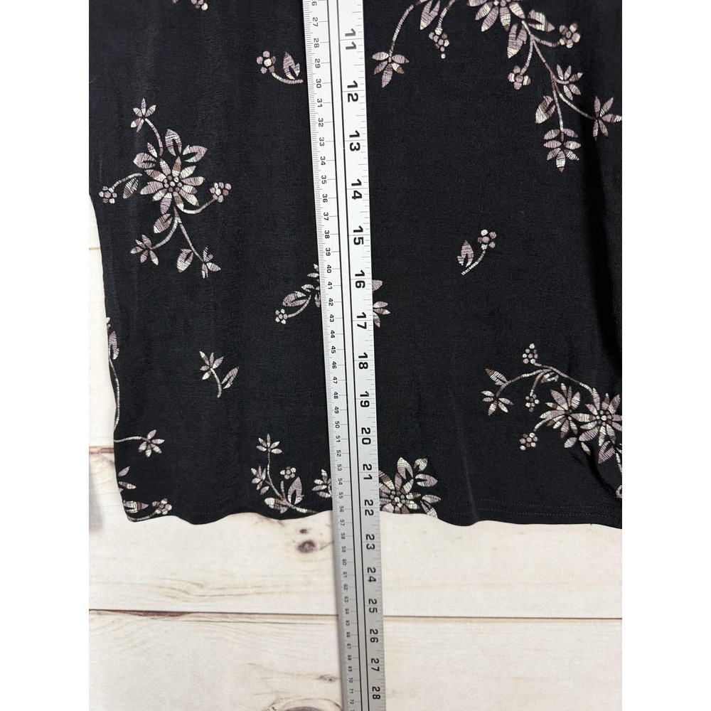 ES SL Top Skirt Set Womens Medium Black Floral Jersey 2 Piece Made USA - Picture 7 of 15